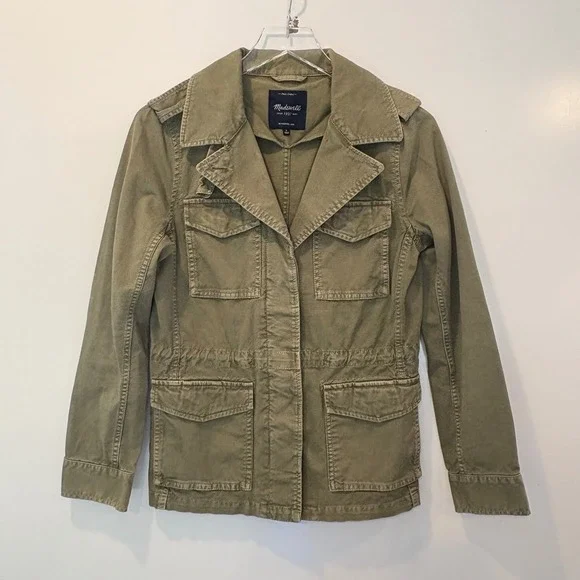 Madewell Outbound Utility Jacket Olive Green Cotton Blend Womens Size Small - Picture 2 of 6